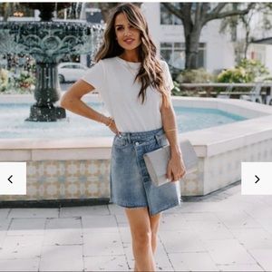 Denim wrap mini skirt